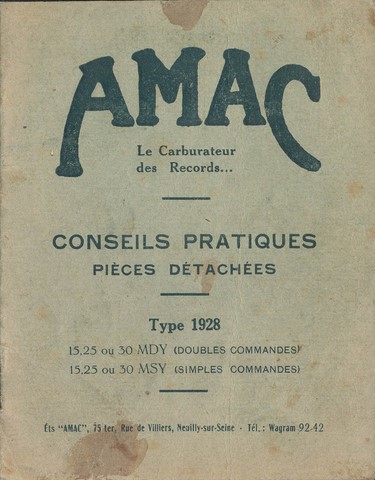 Carburateurs AMAC 1928