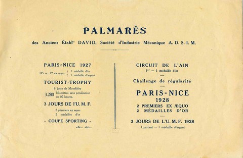 Palmarès Styl'son 1927 28