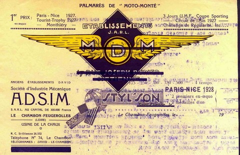 Ce document porte les traces de plusieurs époques, MDM, avec ce superbe logo ailé, Styl'son et ADSIM